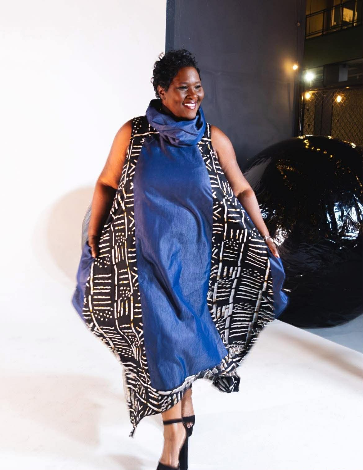 Denim cow, neck, dress, or jumper