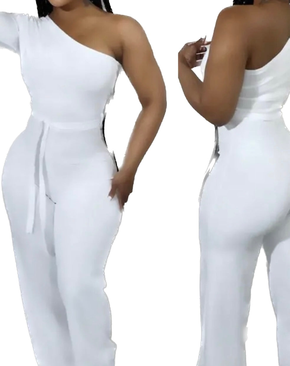 One shoulder long sleeve jumpsuit