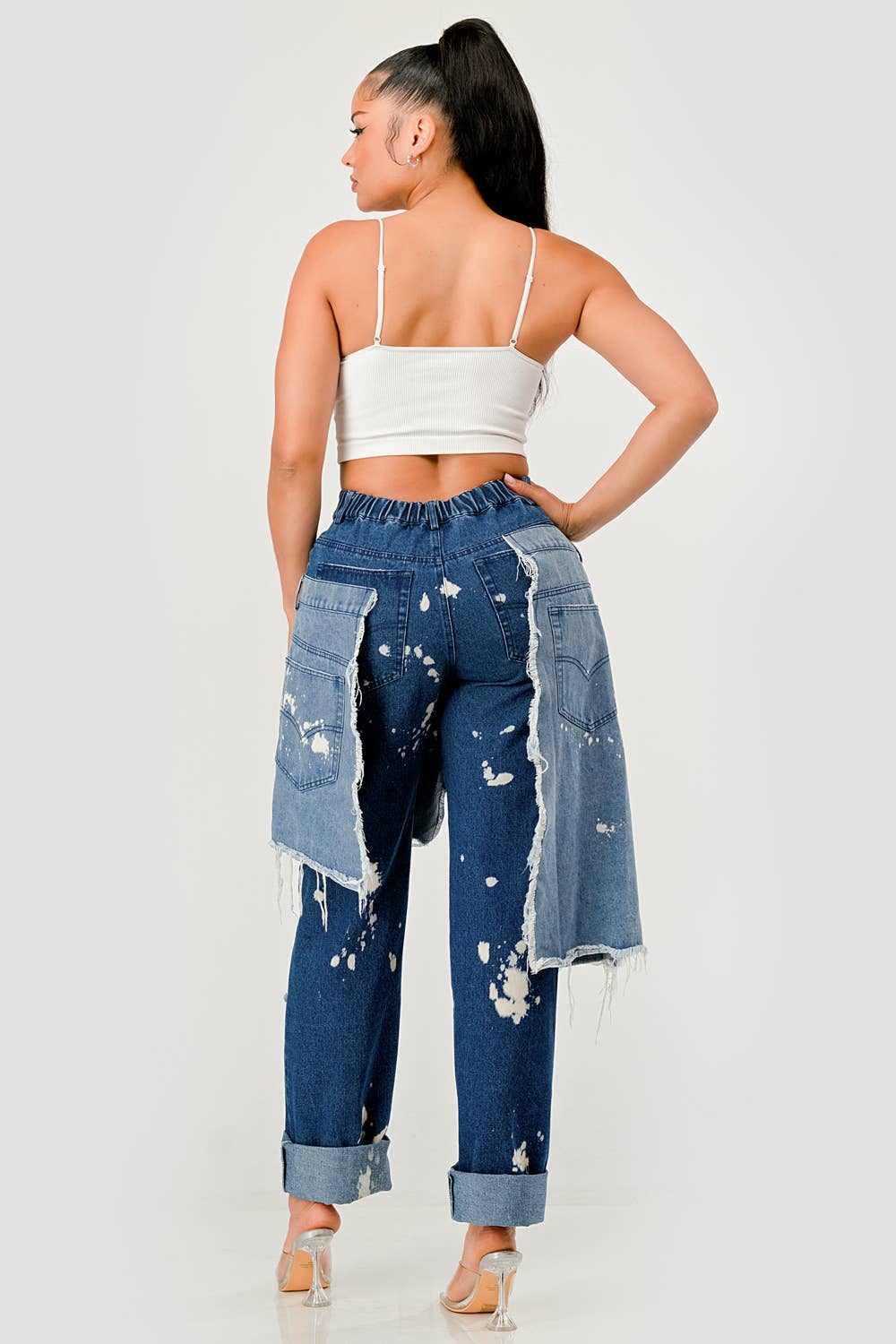 Double-Layer Destroyed Denim Pants