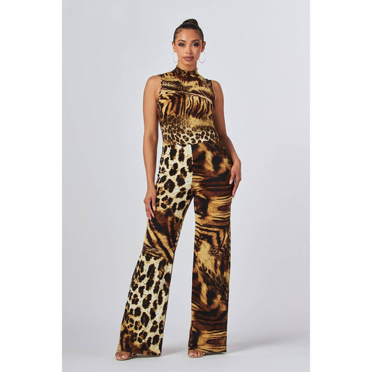 Sleeveless Mock Neck Jumpsuit