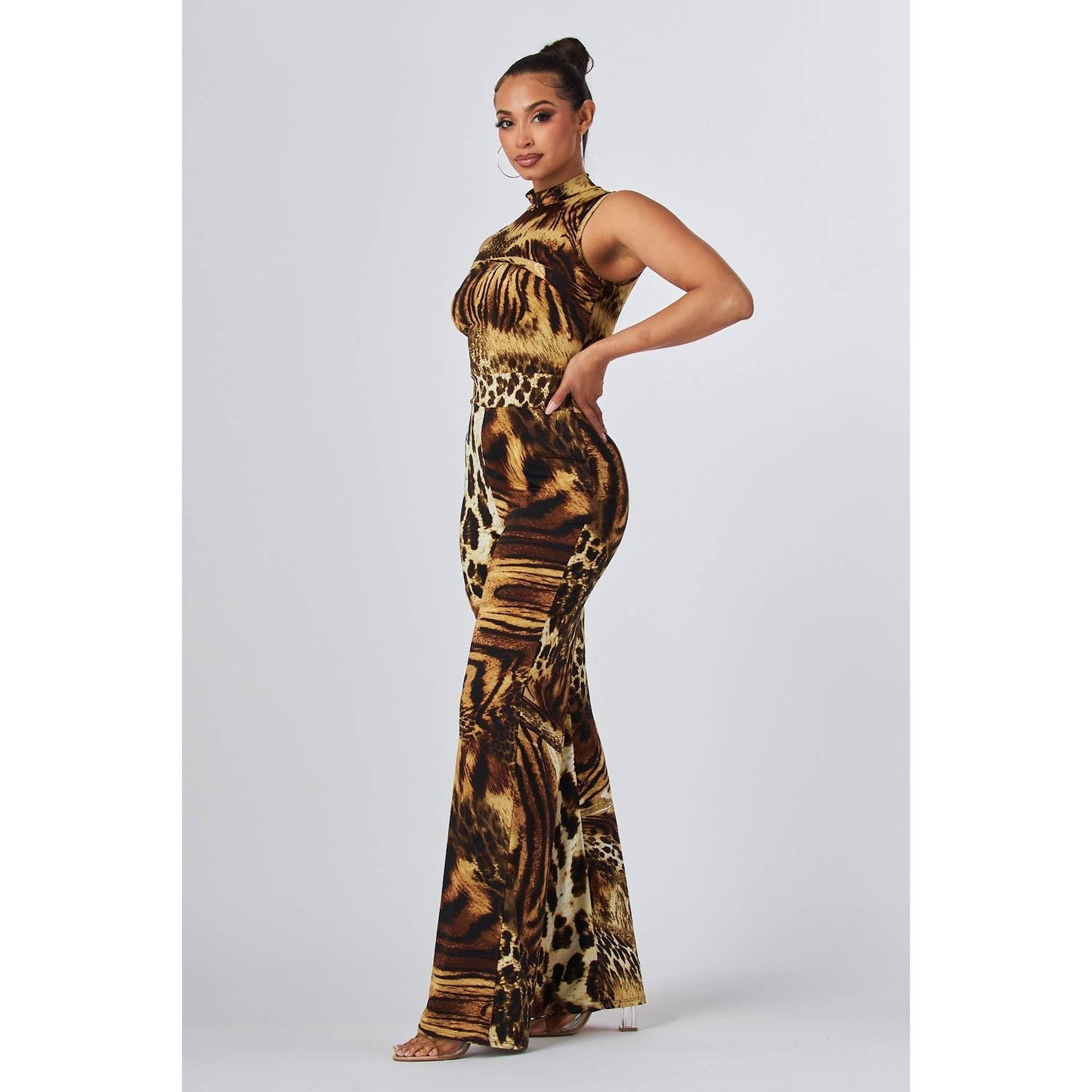 Sleeveless Mock Neck Jumpsuit