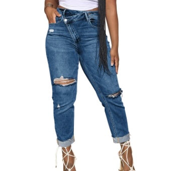 Asymmetric Stretchy Skinny Jeans