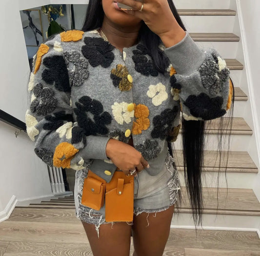 Floral knit jacket ￼