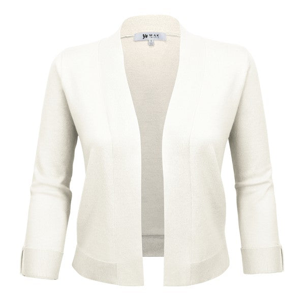 Open Front Cropped Bolero Shrug Cardigan