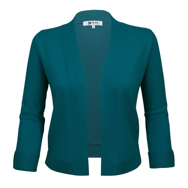 Open Front Cropped Bolero Shrug Cardigan