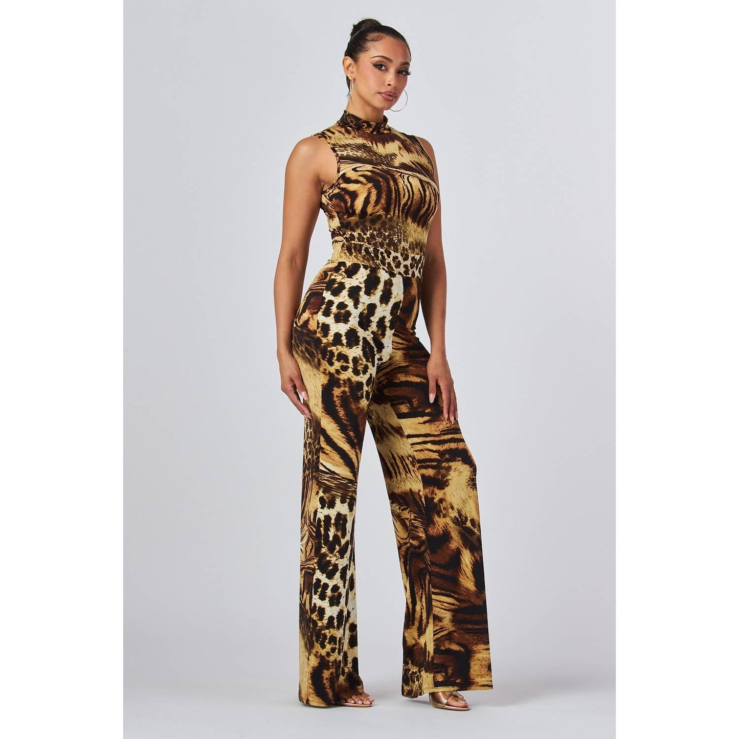 Sleeveless Mock Neck Jumpsuit