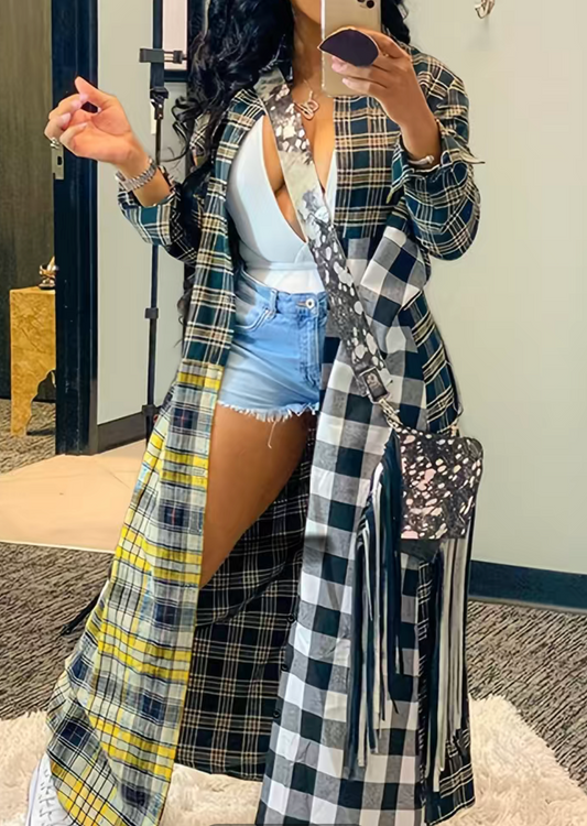 Plaid Long Line Coat