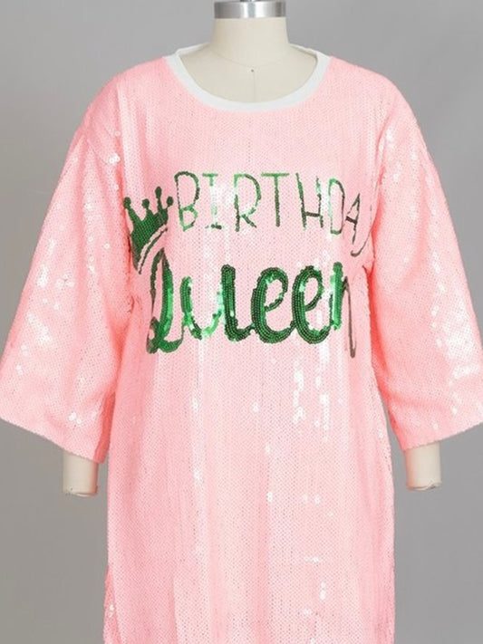 Birthday Queen Sequins T-Shirt Dress