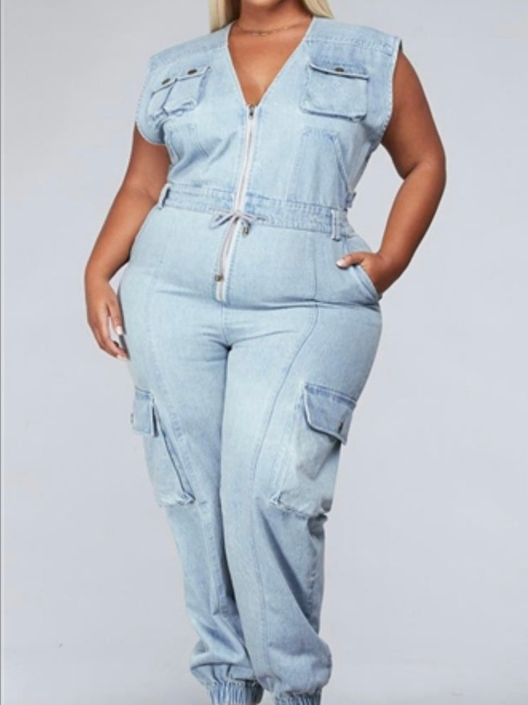 Kurviger Denim-Overall