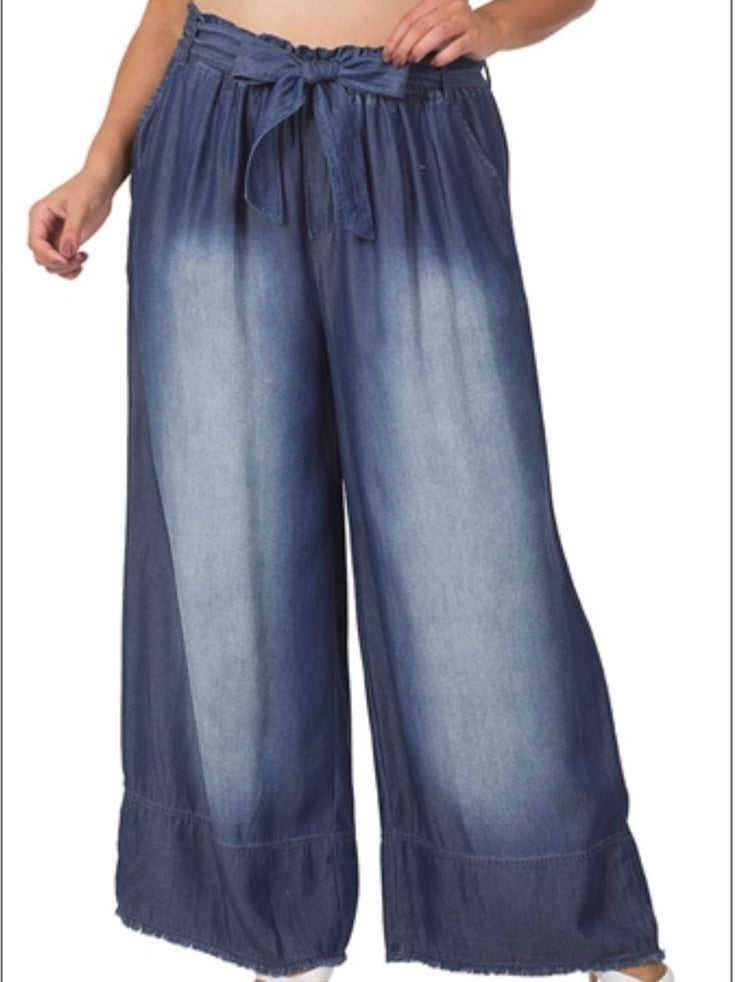 Denim Paperbag Waist Pants