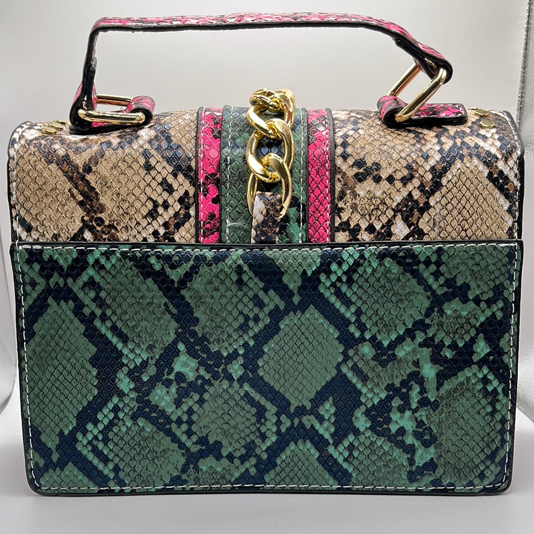 Small multicolor exotic handbag