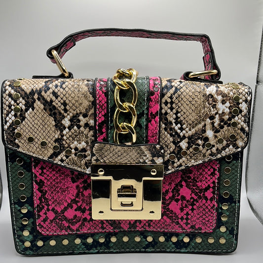 Small multicolor exotic handbag