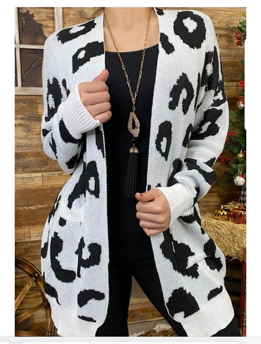 Black/White leopard cardigan