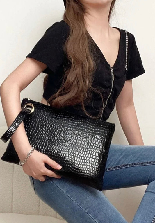 Black Leather Clutch