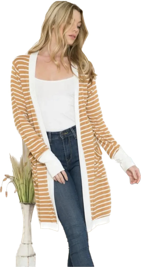 Open Face Striped Cardigan