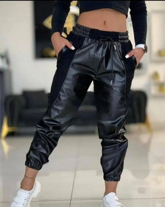 Faux Leather Joggers